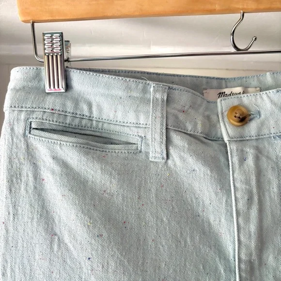 Madewell Slim Emmett Wide-Leg Crop Pants Speckle Light Blue Size 28 - Picture 3 of 14